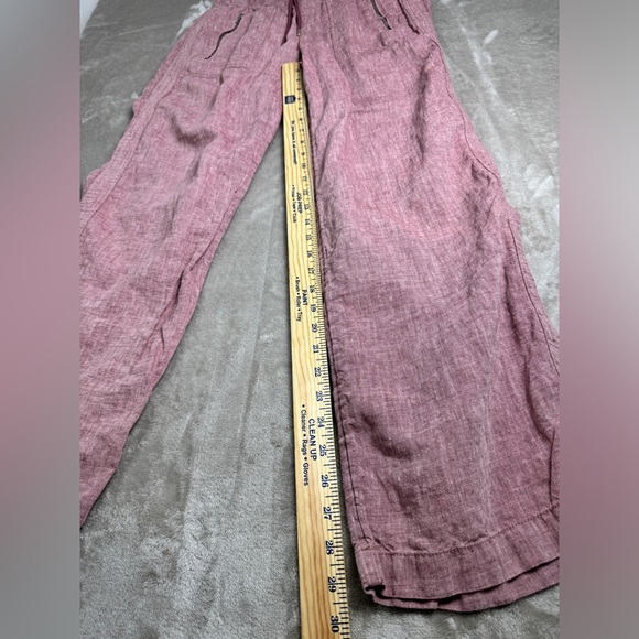 Athleta Size 8 Cabo Linen Wide Leg High Waisted Pants Plus Tawny Rose Pink - Picture 11 of 13